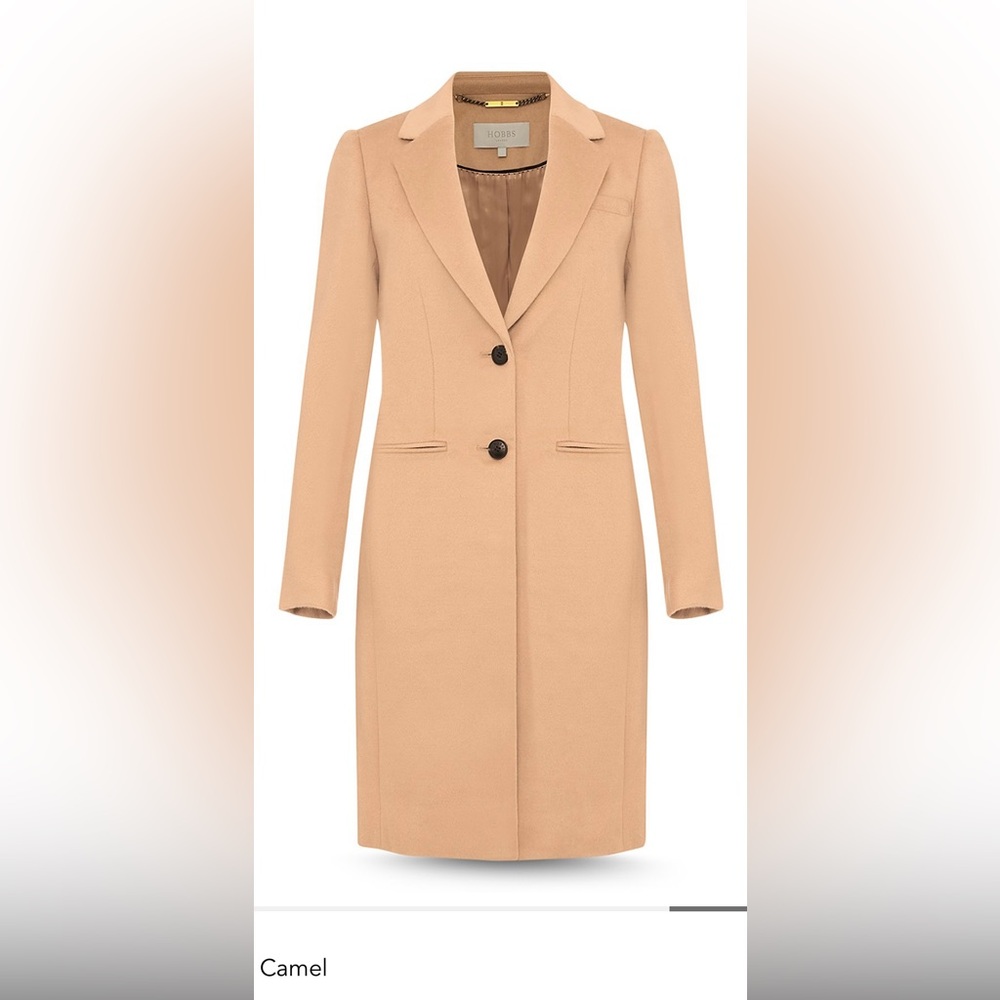 Hobbs London Tilda 100% Wool Coat US 6 Camel